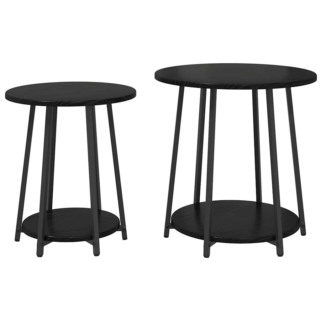 Conjunto de mesas de apoio 2 unid. carvalho preto