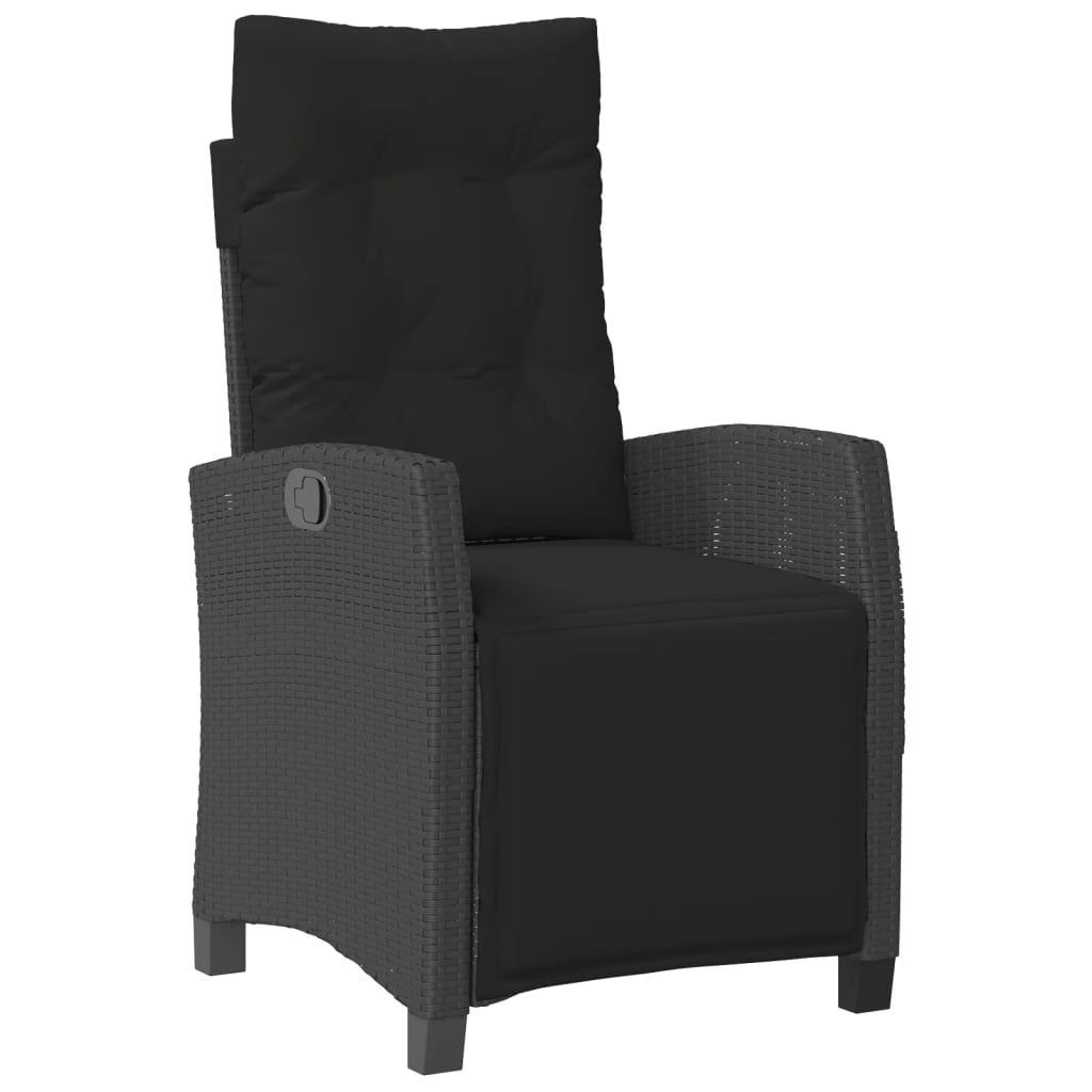5 Pcs conjunto de jantar p/ jardim c/ almofadões vime PE preto
