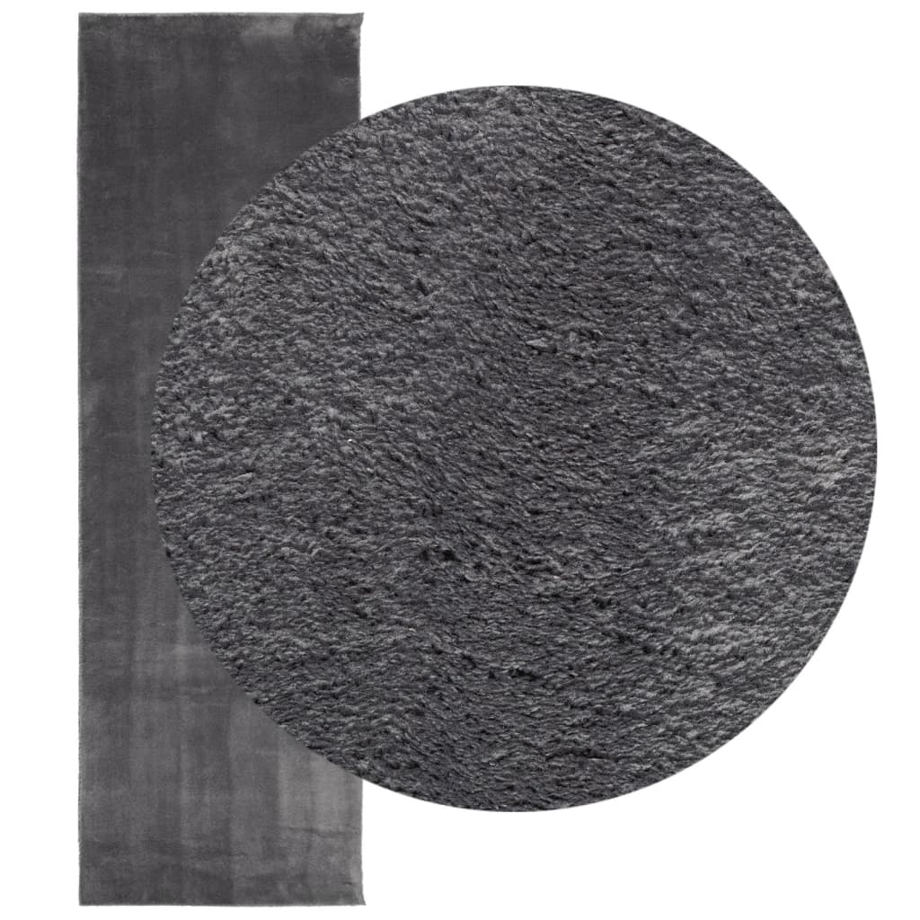 Tapete pelo curto macio e lavável huarte 80x250 cm antracite
