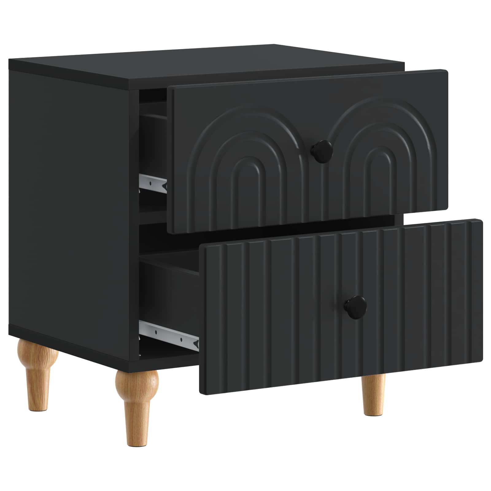 Armário de cabeceira com gaveta preto 43 x 34,5 x 48 cm