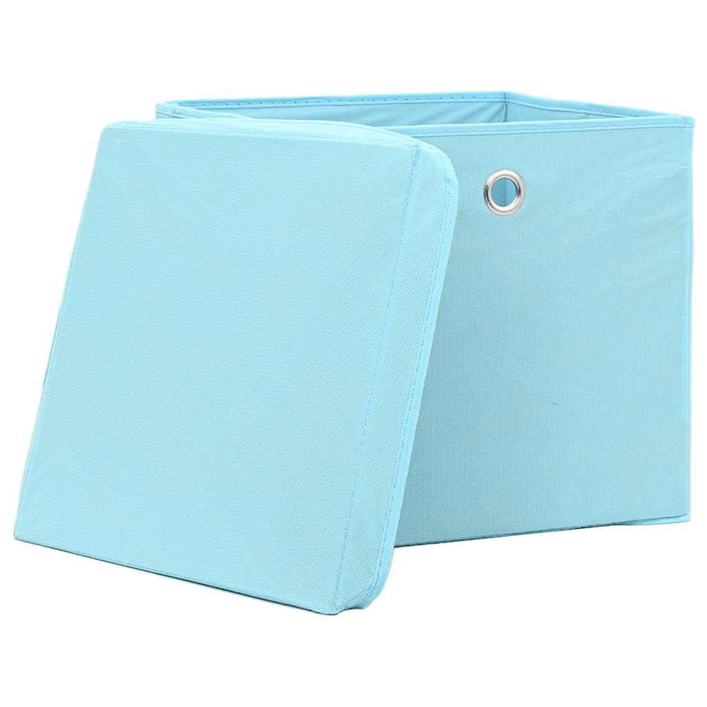 Caixas de arrumação com tampas 4 pcs 28x28x28 cm azul-bebé