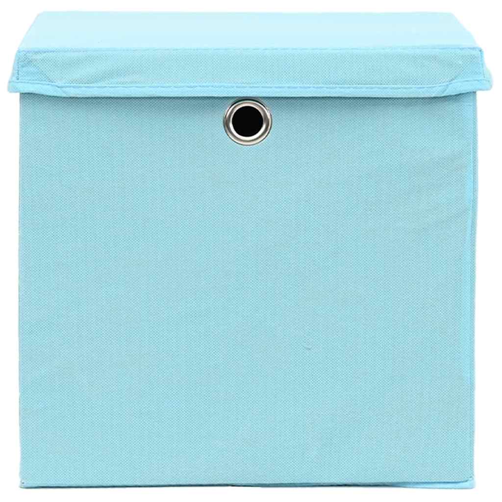 Caixas de arrumação com tampas 4 pcs 28x28x28 cm azul-bebé