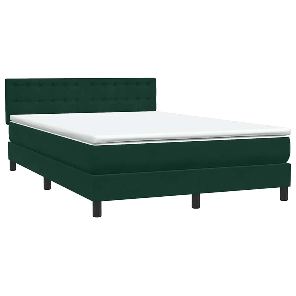 Cama com molas/colchão 160x220 cm veludo verde-escuro