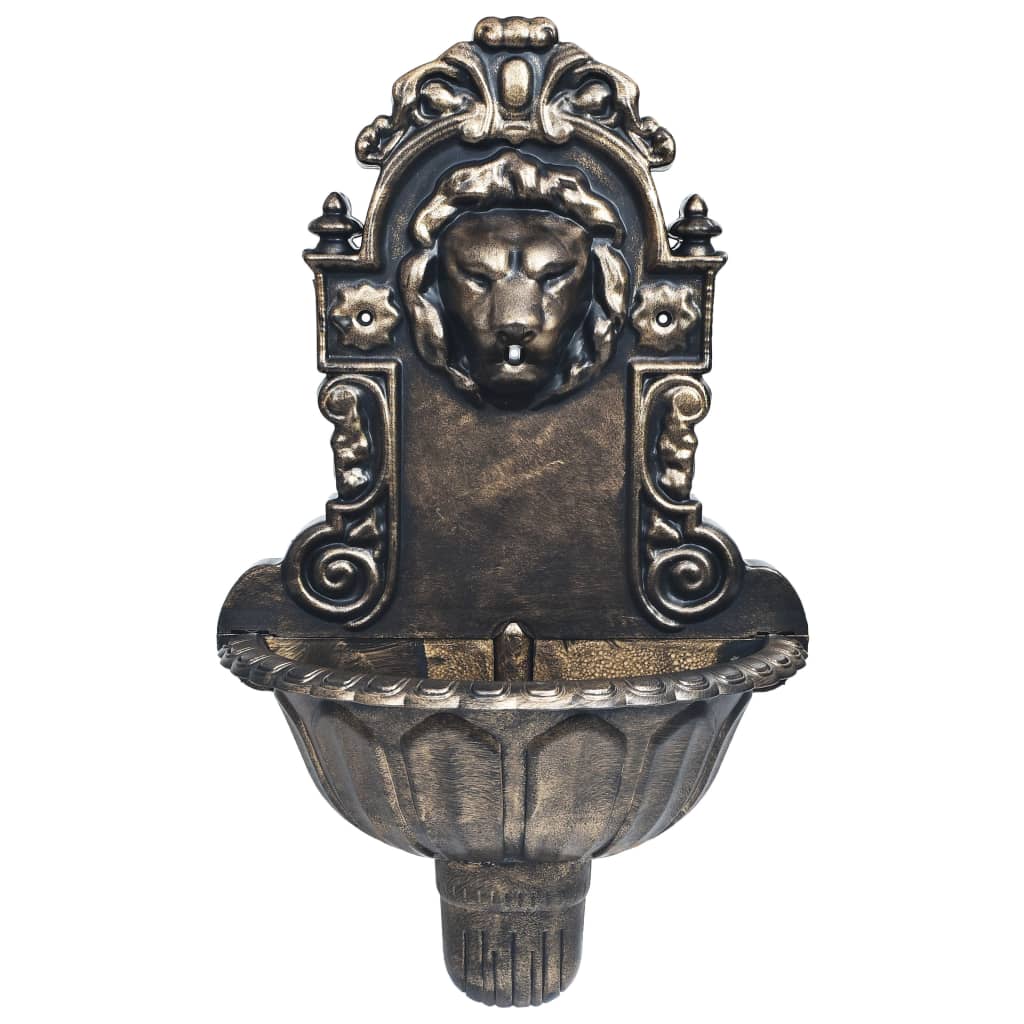 Fonte de parede com design cabeça de leão cor bronze