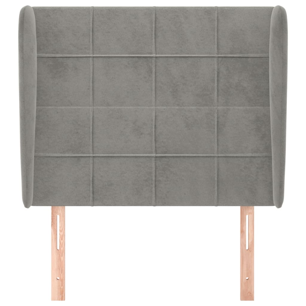 Cabeceira cama c/ abas veludo 103x23x118/128 cm cinzento-claro