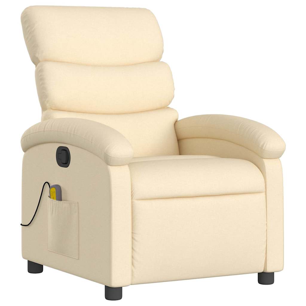 Poltrona de massagem reclinável em tecido creme