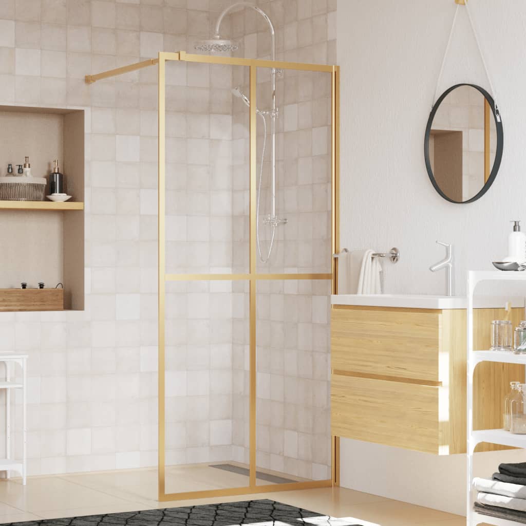 Divisória de chuveiro 100x195 cm vidro transparente esg dourado