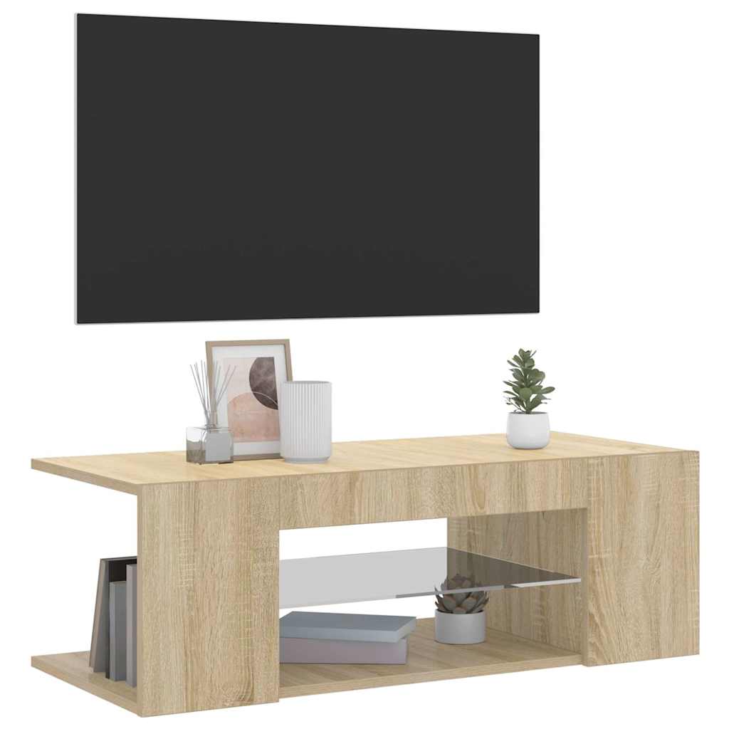 Móvel de TV com luzes LED 90x39x30 cm carvalho sonoma