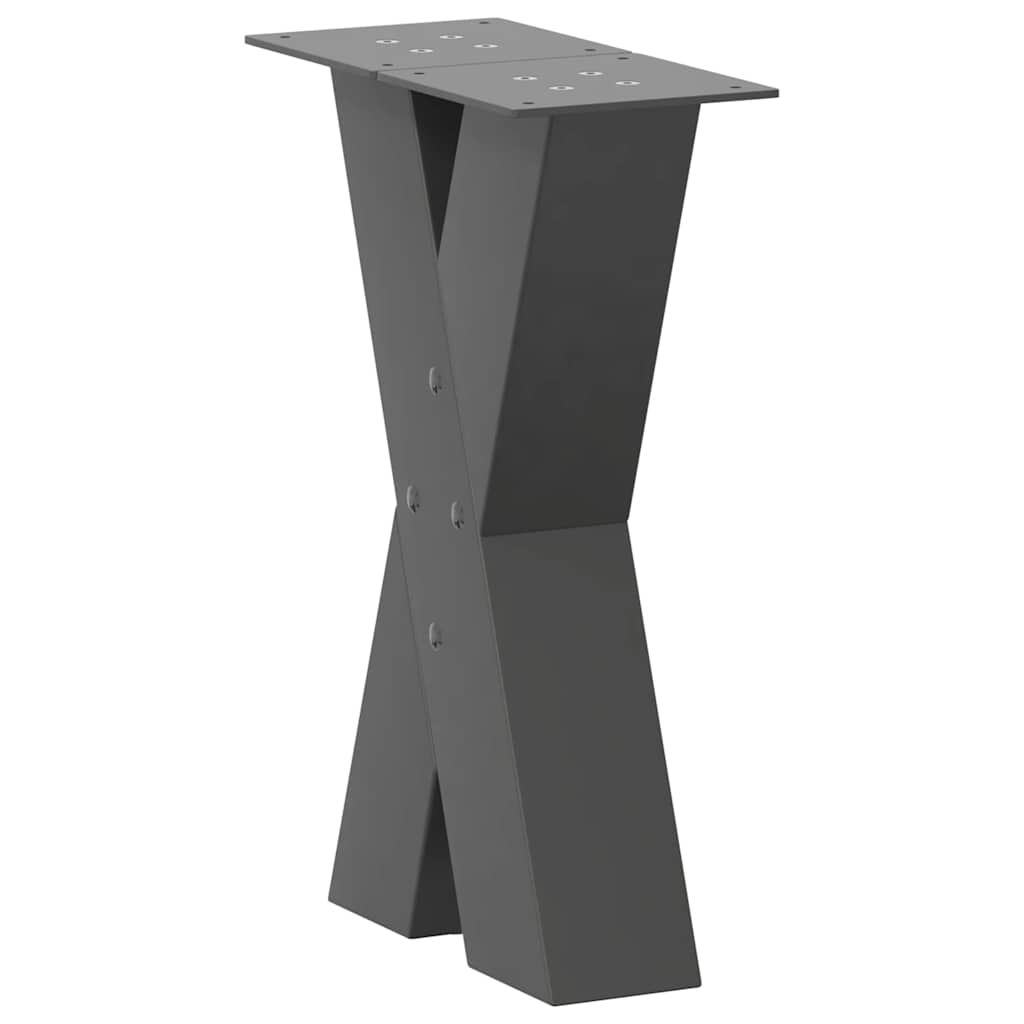 Pés para mesa de centro em formato de x, 2 peças, antracite, 28x(42-43) cm, aço