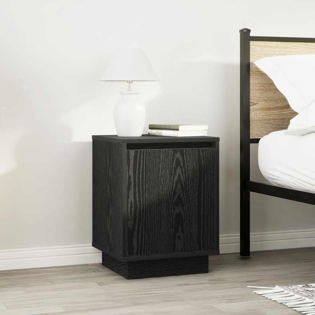 Mesa de cabeceira com luzes LED 38x34x50 cm preto