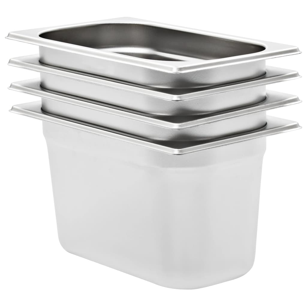 Recipientes gastronorm 4 pcs gn 1/4 150 mm aço inoxidável