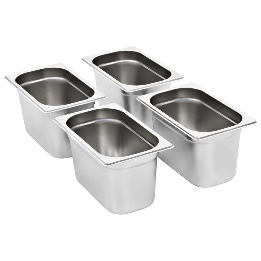 Recipientes gastronorm 4 pcs gn 1/4 150 mm aço inoxidável