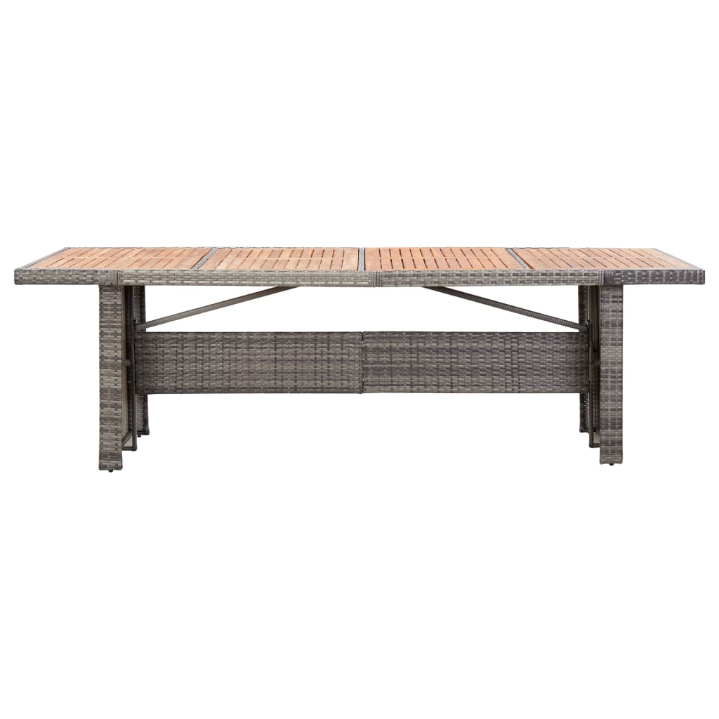 9 Pcs conjunto jantar exterior c/ almofadões vime PE cinzento