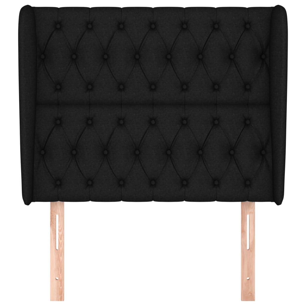 Cabeceira de cama c/ abas tecido 93x23x118/128 cm preto