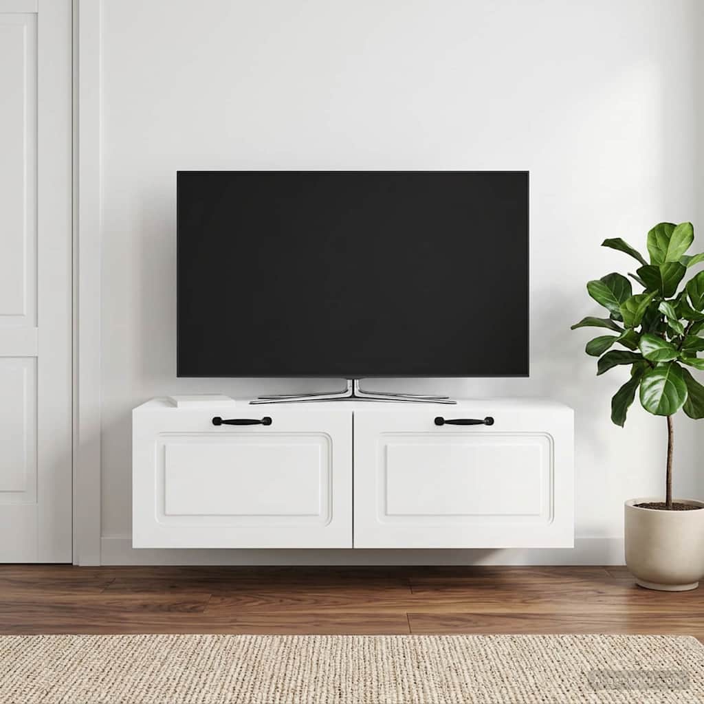 Gabinete de TV de parede branco brilhante 98 x 41 x 30 cm