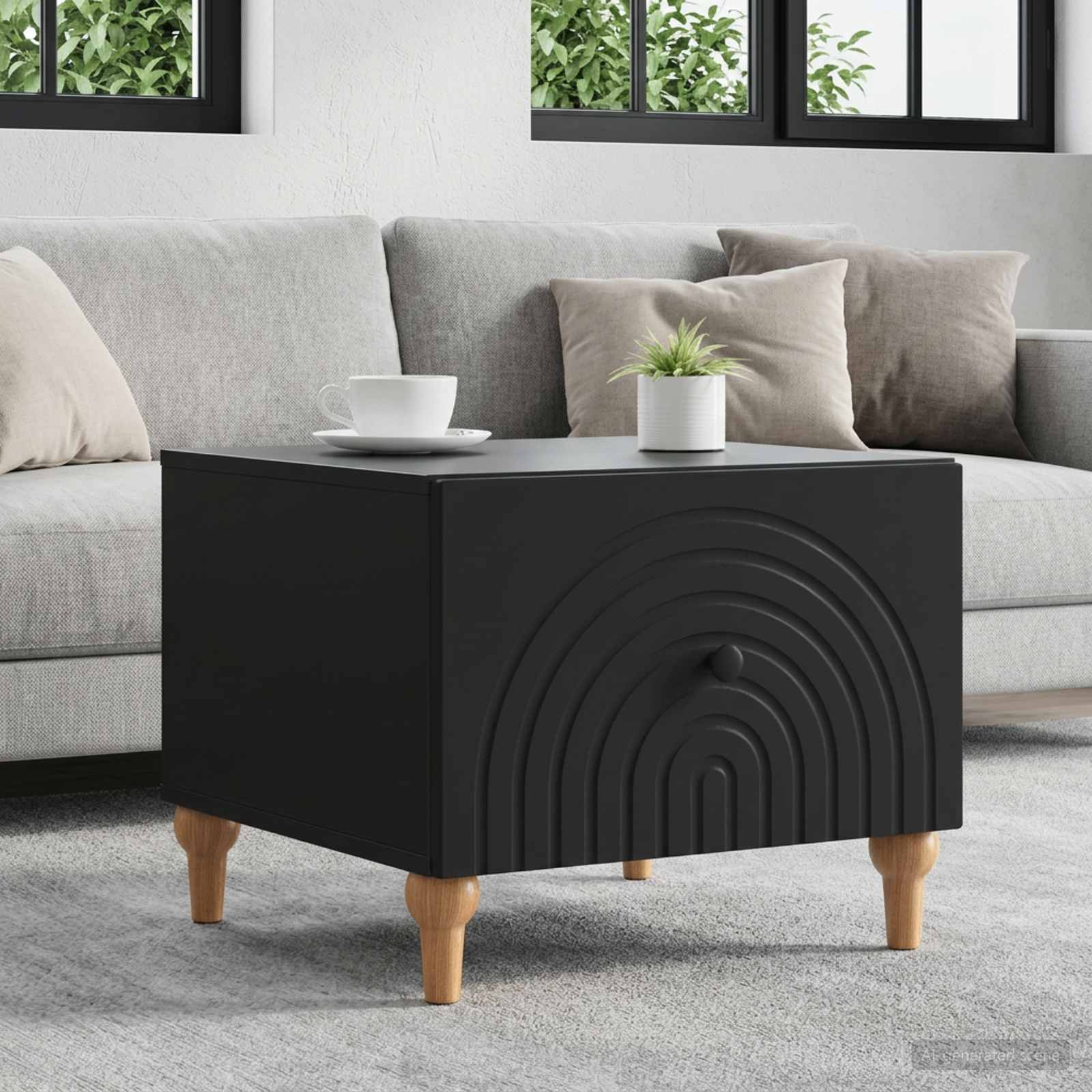 Mesa de centro preto 49 x 50 x 40 cm derivados de madeira
