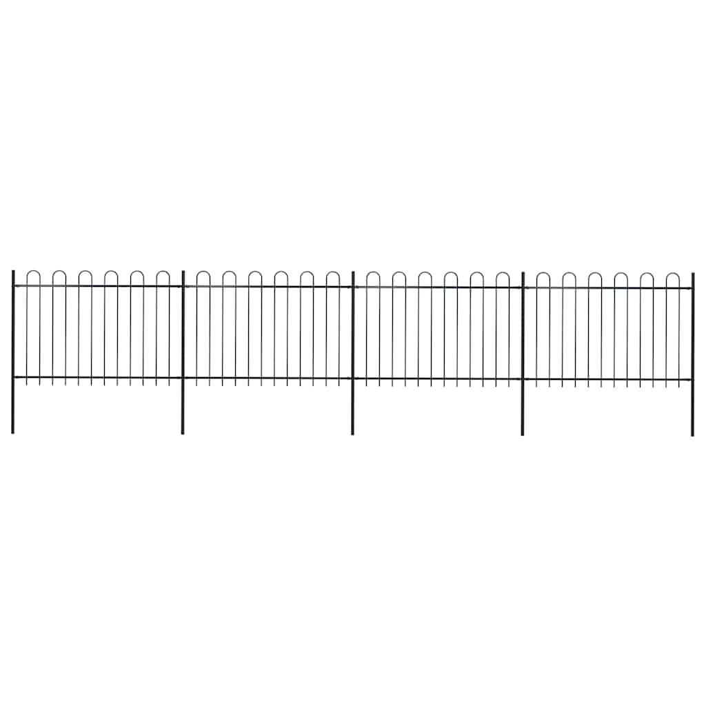 Cerca de jardim com arco superior em aço 671x120 cm preta