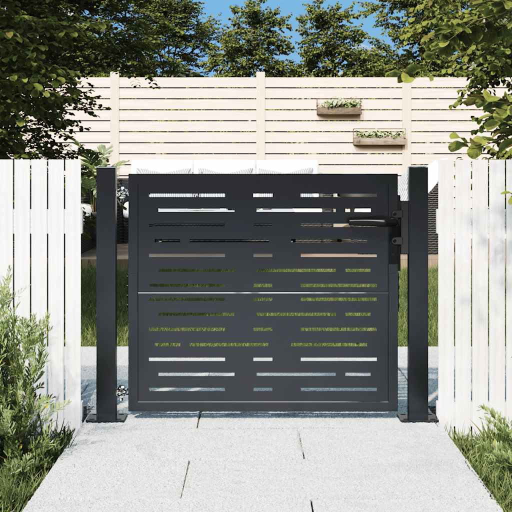 Portão de jardim antracite 100x75 cm aço design quadrado
