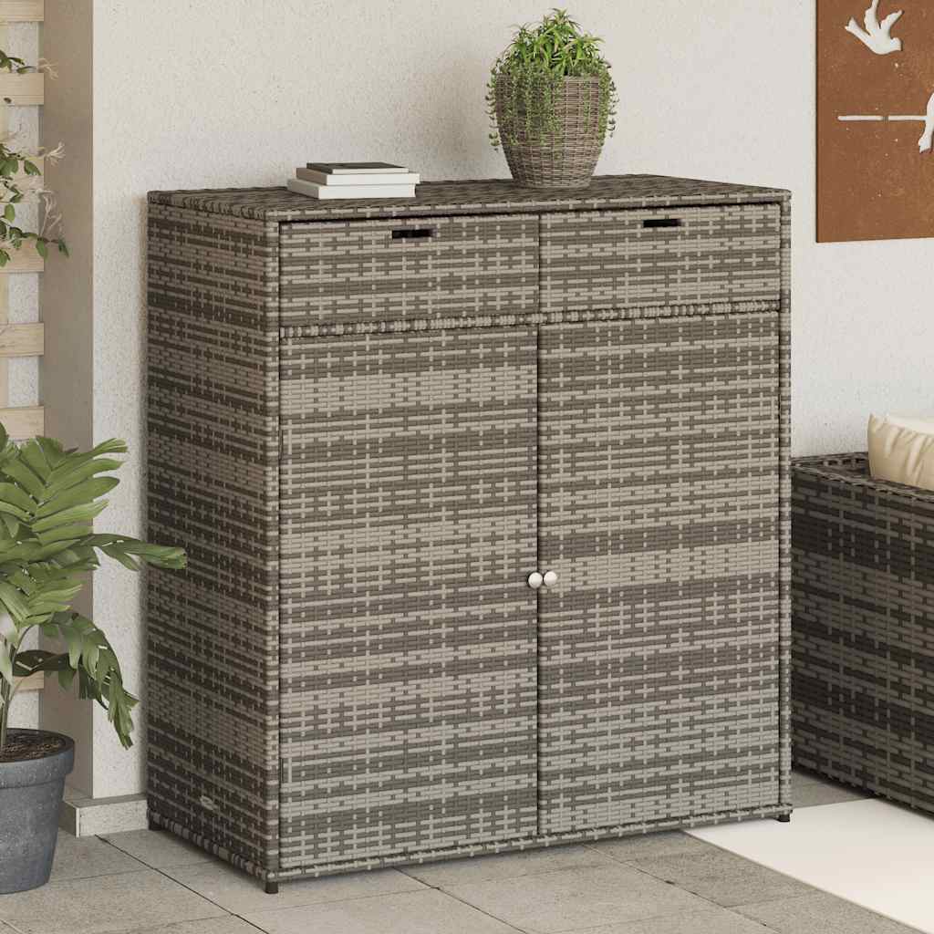 Armário de arrumação para jardim 105x55x113 cm vime PE cinzento