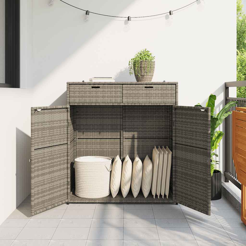 Armário de arrumação para jardim 105x55x113 cm vime PE cinzento