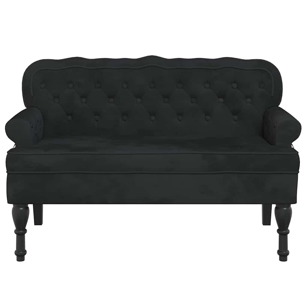 Banco com encosto preto 119,5x64,5x75 cm veludo