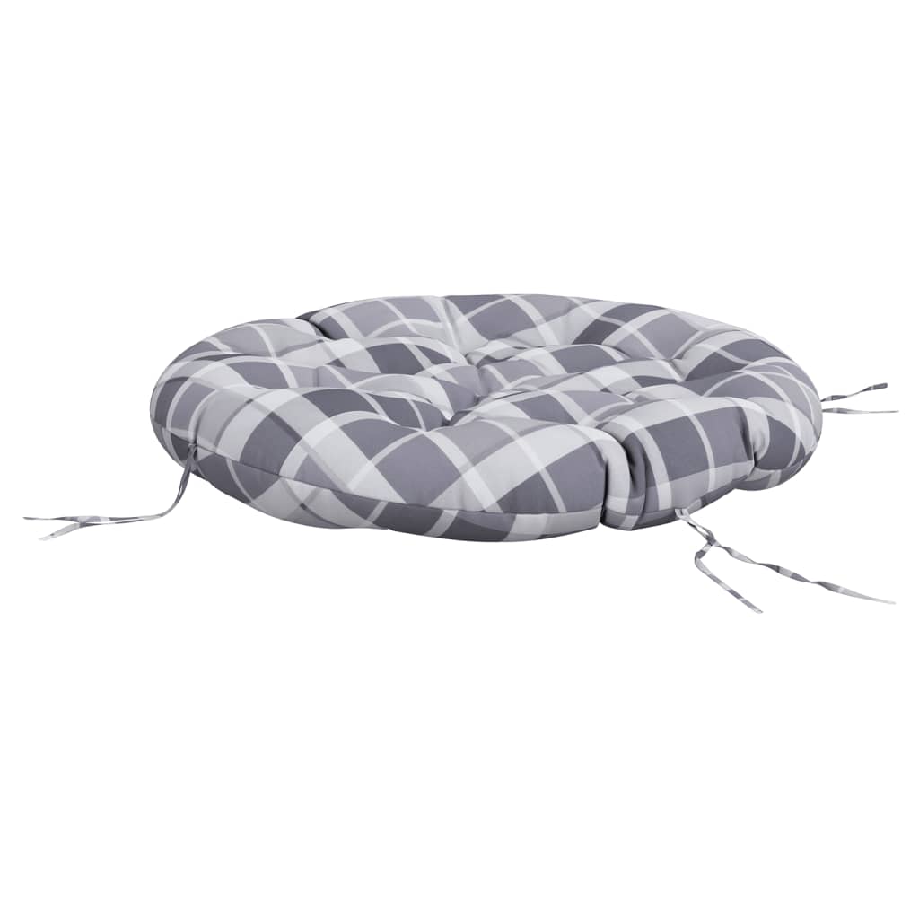 Almofadão redondo ø 100 x11 cm tecido oxford xadrez cinzento