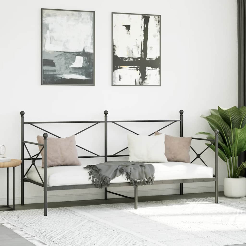 Cama de dia sem colchão 80x200 cm aço preto