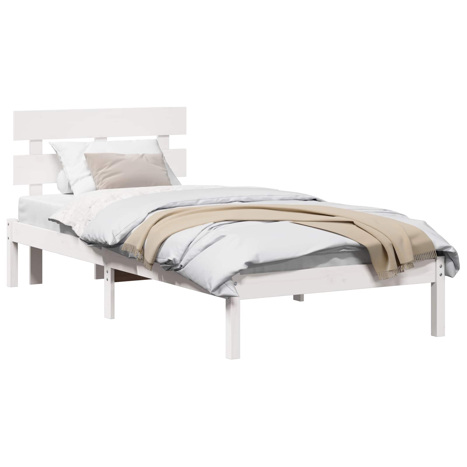 Estrutura da cama branco 80 x 200 cm madeira de pinho maciça