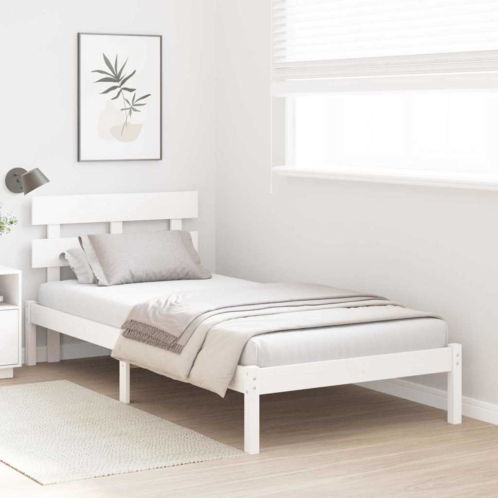 Estrutura da cama branco 80 x 200 cm madeira de pinho maciça