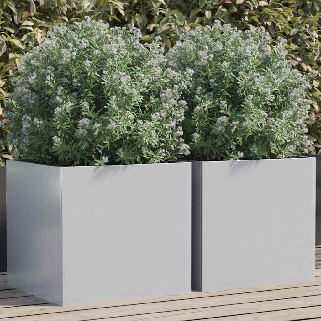 Vasos/floreiras 2 pcs 42x40x39 cm aço galvanizado prateado