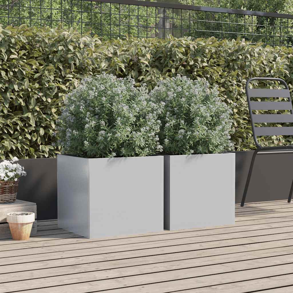 Vasos/floreiras 2 pcs 42x40x39 cm aço galvanizado prateado