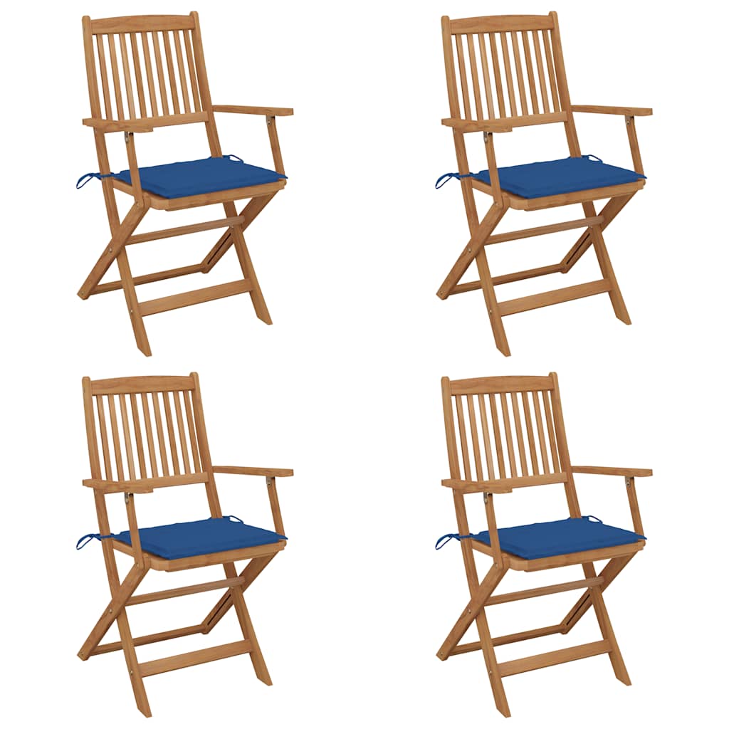 Cadeiras de jardim dobráveis c/ almofadões 4 pcs acácia maciça