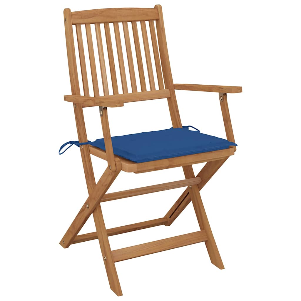 Cadeiras de jardim dobráveis c/ almofadões 4 pcs acácia maciça