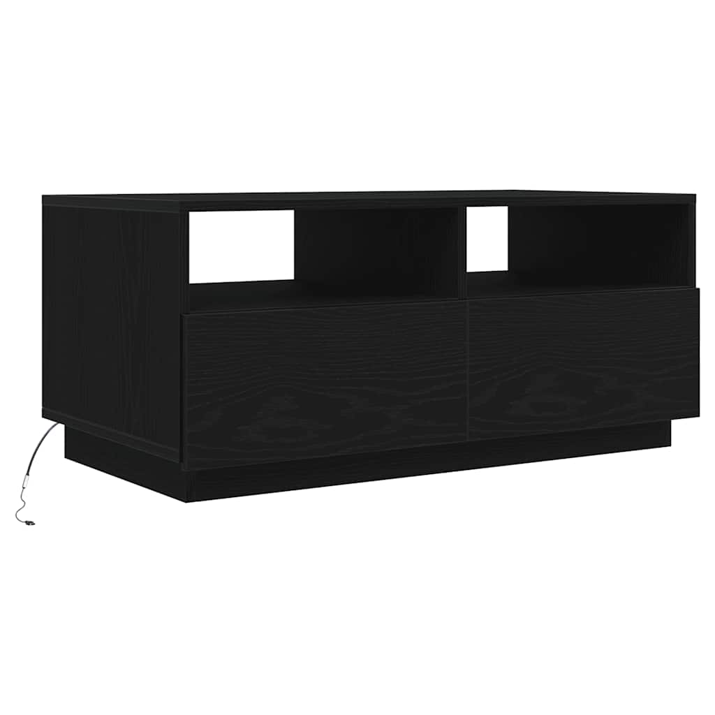 Mesa de centro com luzes LED, carvalho preto, 90x49x40 cm