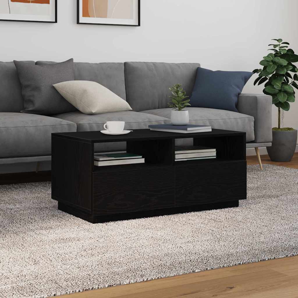 Mesa de centro com luzes LED, carvalho preto, 90x49x40 cm