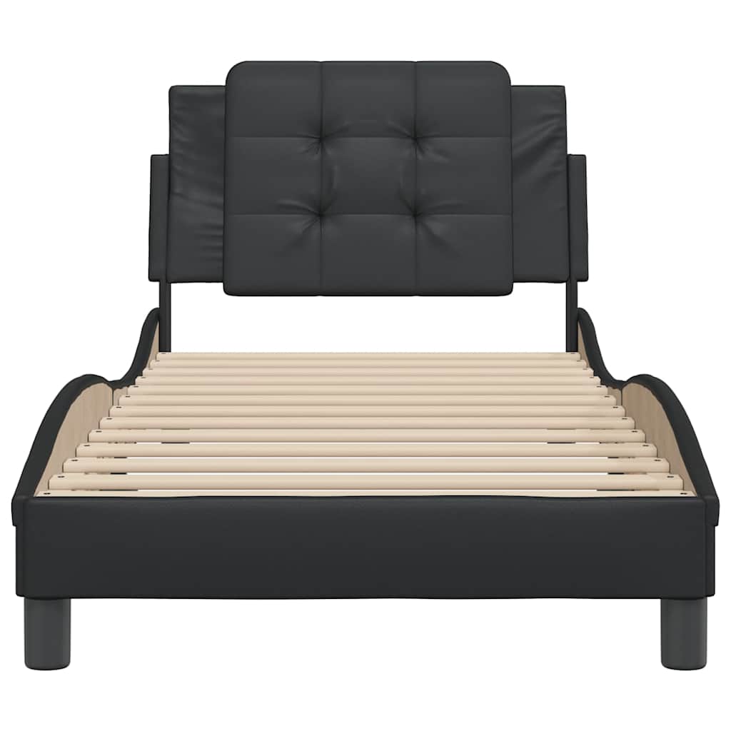 Estrutura de cama sem colchão zadar 90x190 cm couro artificial preto