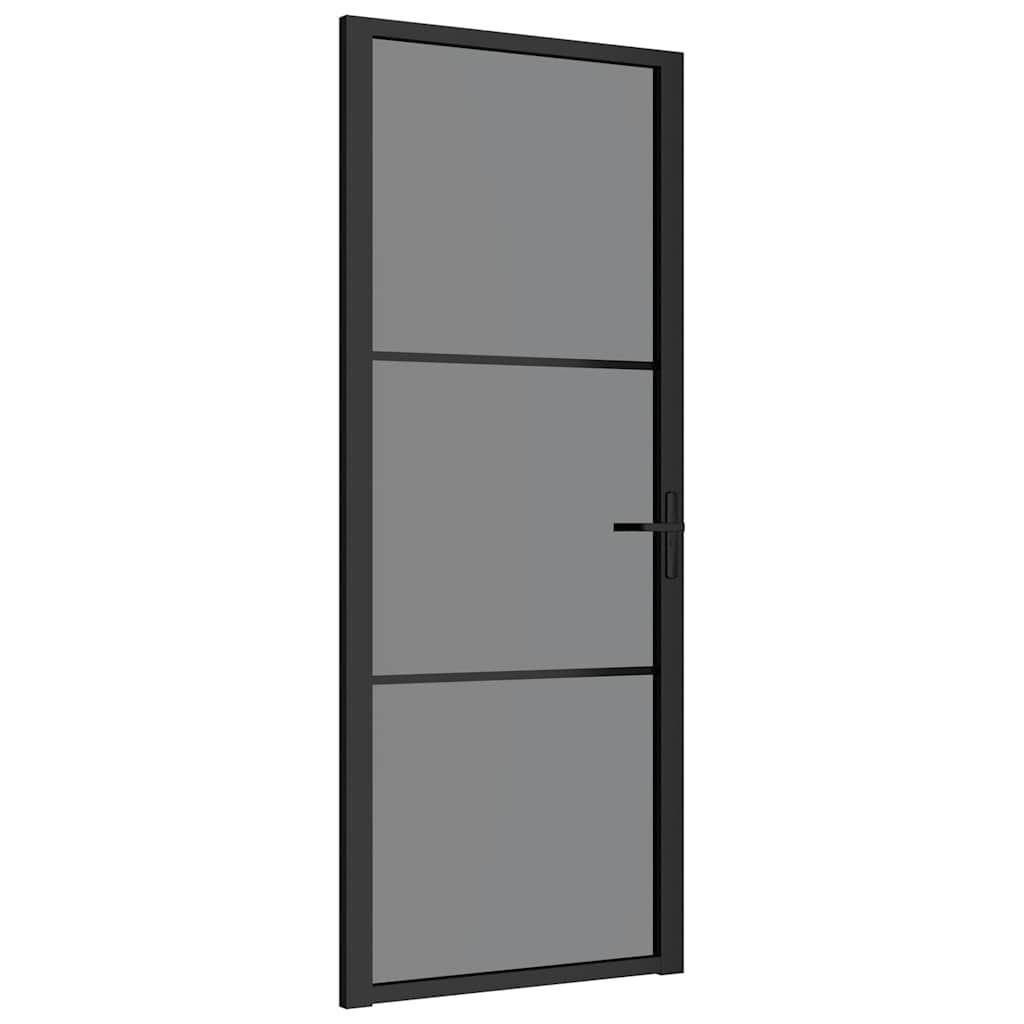 Porta de interior 83x201,5 cm vidro esg e alumínio preto