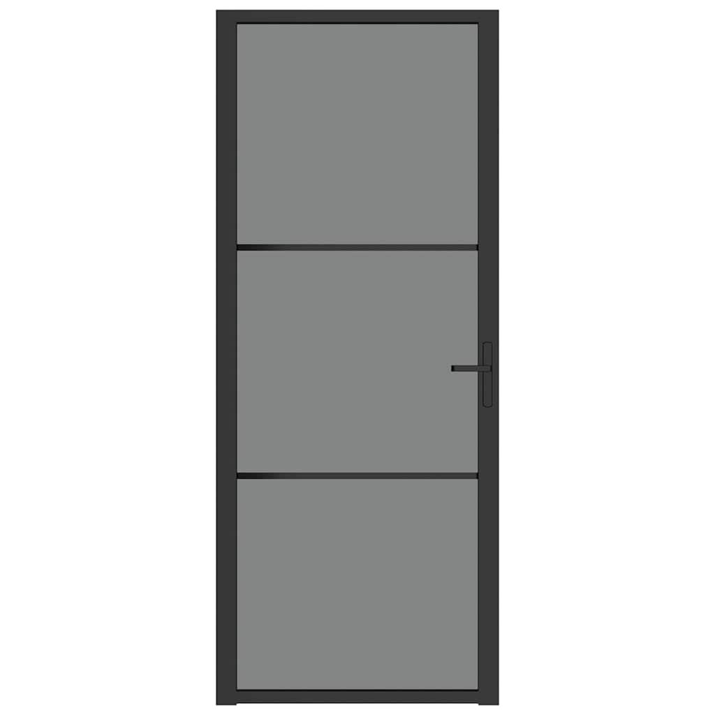 Porta de interior 83x201,5 cm vidro esg e alumínio preto