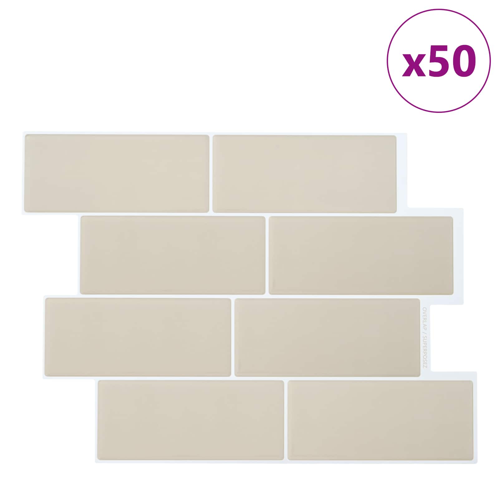 Azulejo subterrâneo 50 unid. bege 29 x 21 cm poliuretano e PET
