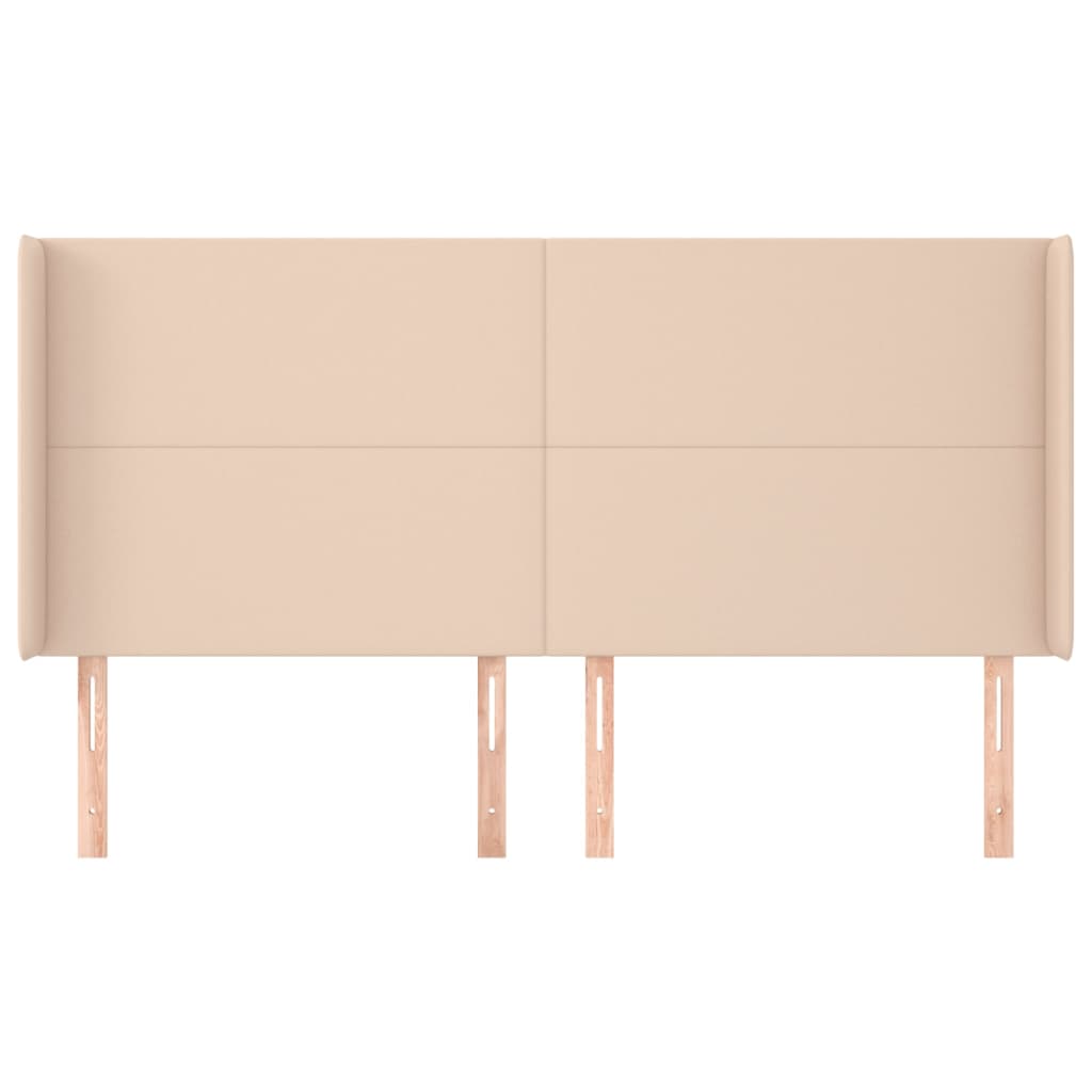 Cabeceira cama c/ abas couro artif. 203x16x118/128cm cappuccino