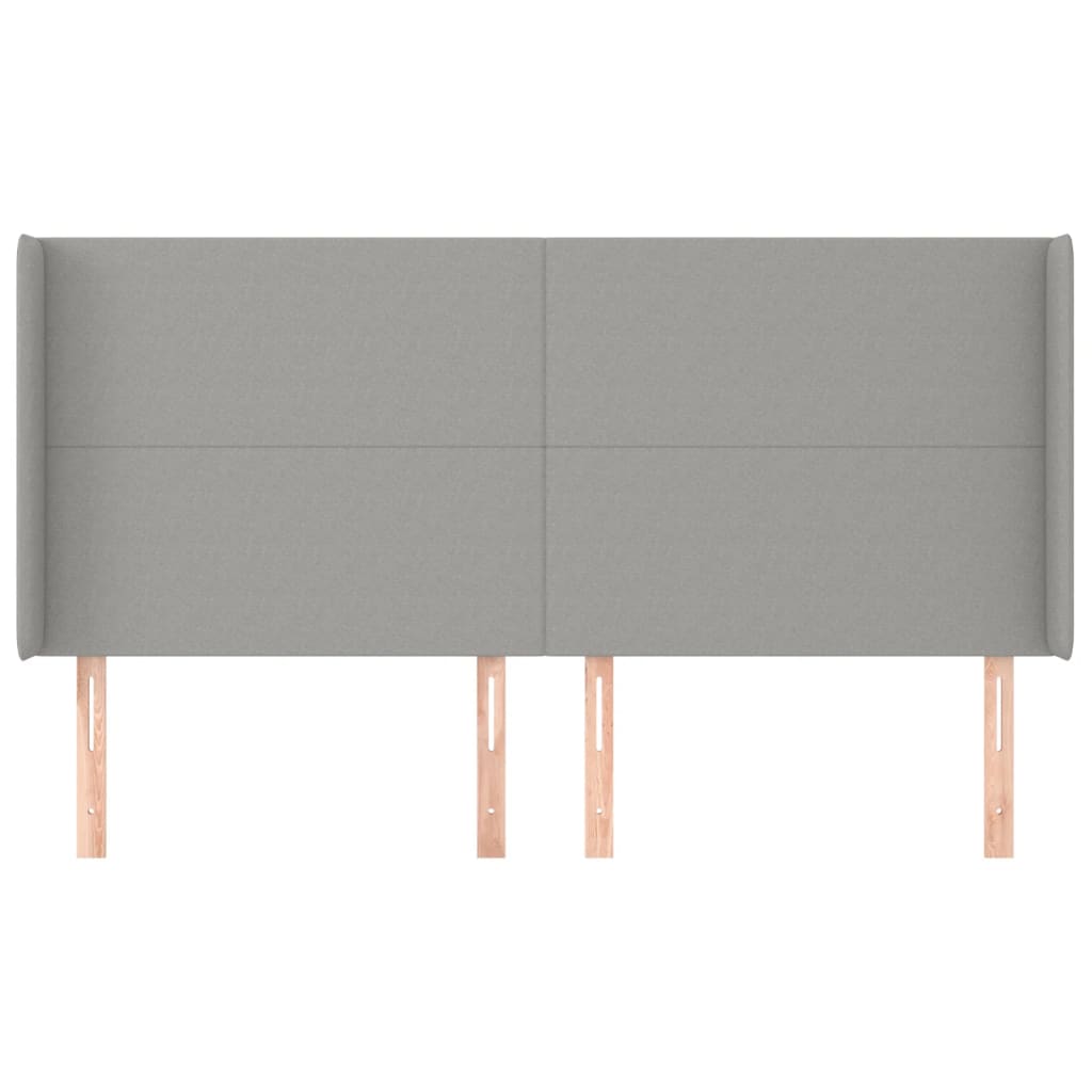 Cabeceira cama c/ abas tecido 163x16x118/128 cm cinzento-claro