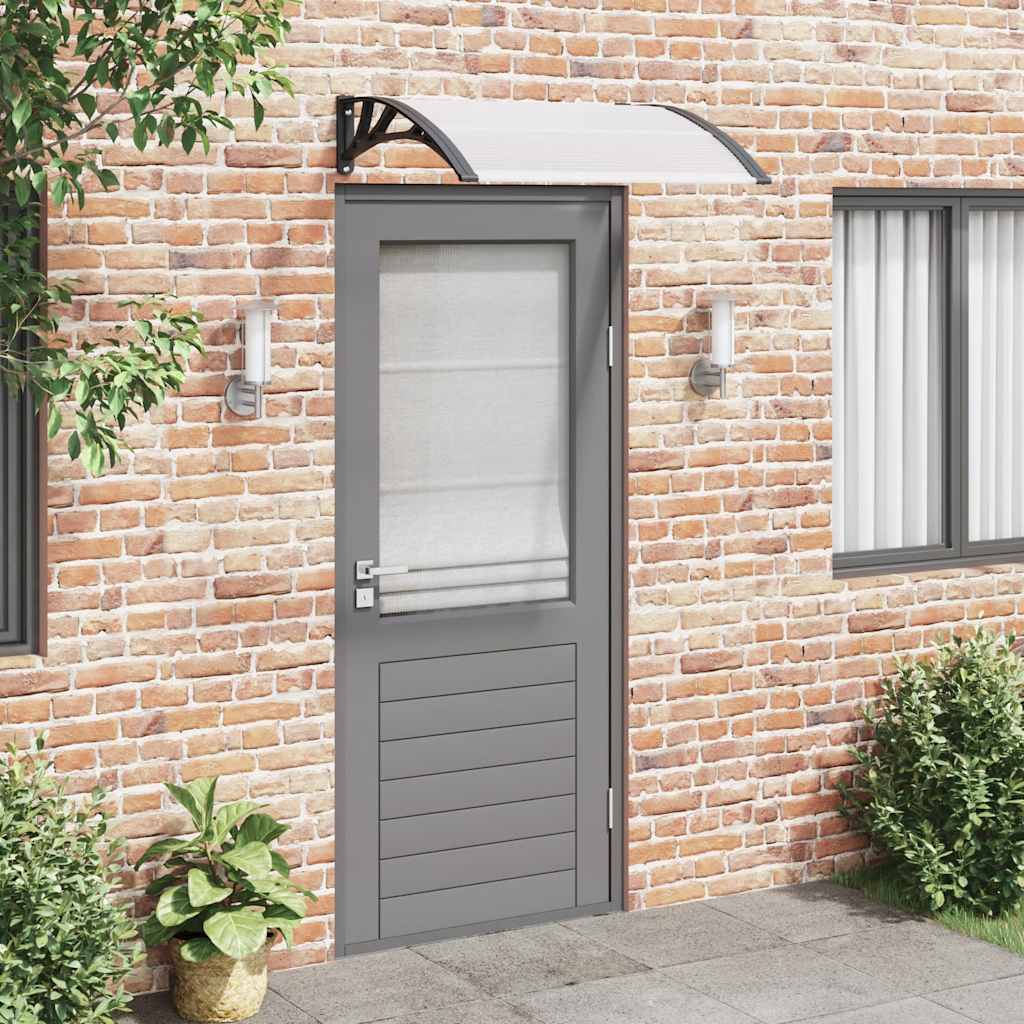 Toldo para porta 100x75 cm policarbonato preto/transparente