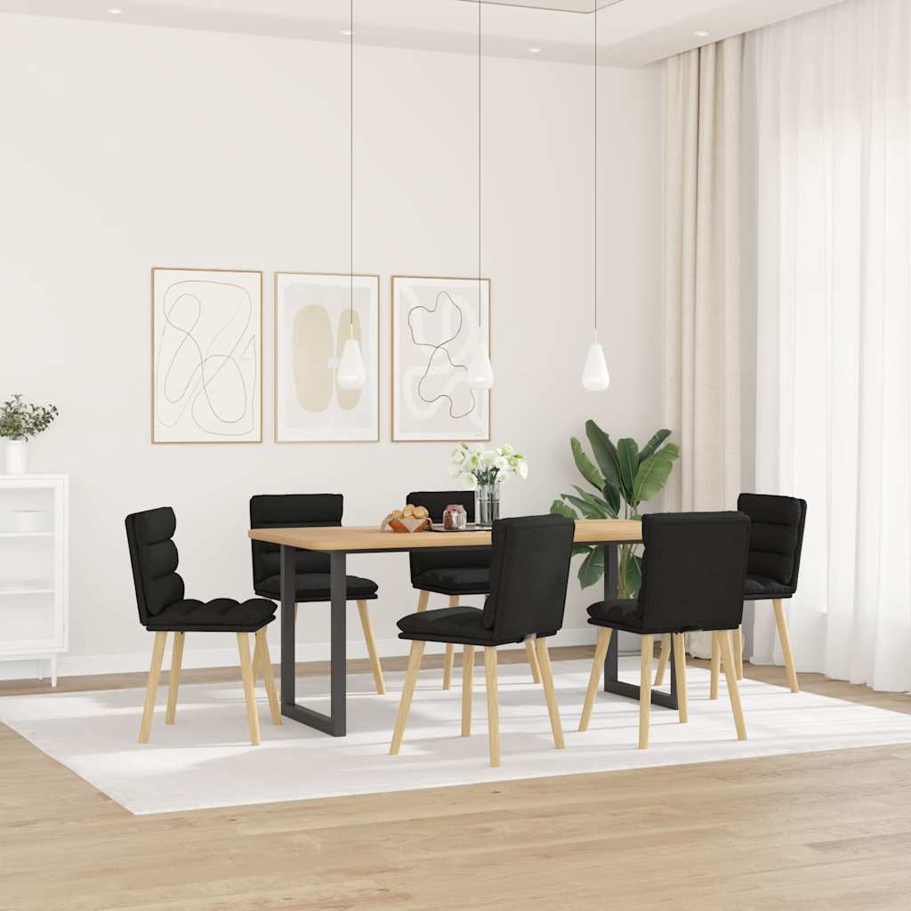 Cadeiras de jantar 6 pcs tecido preto
