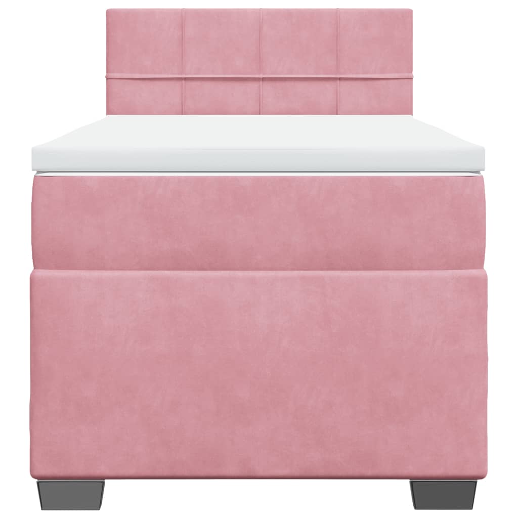 Cama com molas/colchão 90x200 cm veludo rosa