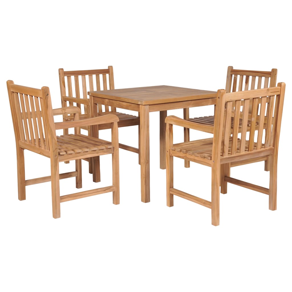 5 Pcs conjunto de jantar para exterior madeira de teca maciça