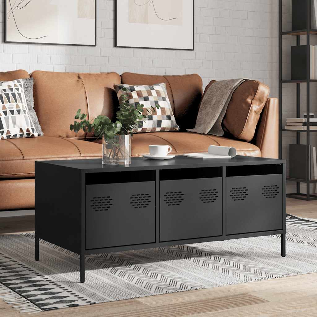 Mesa de centro 101,5x50x43,5 cm aço laminado a frio preto