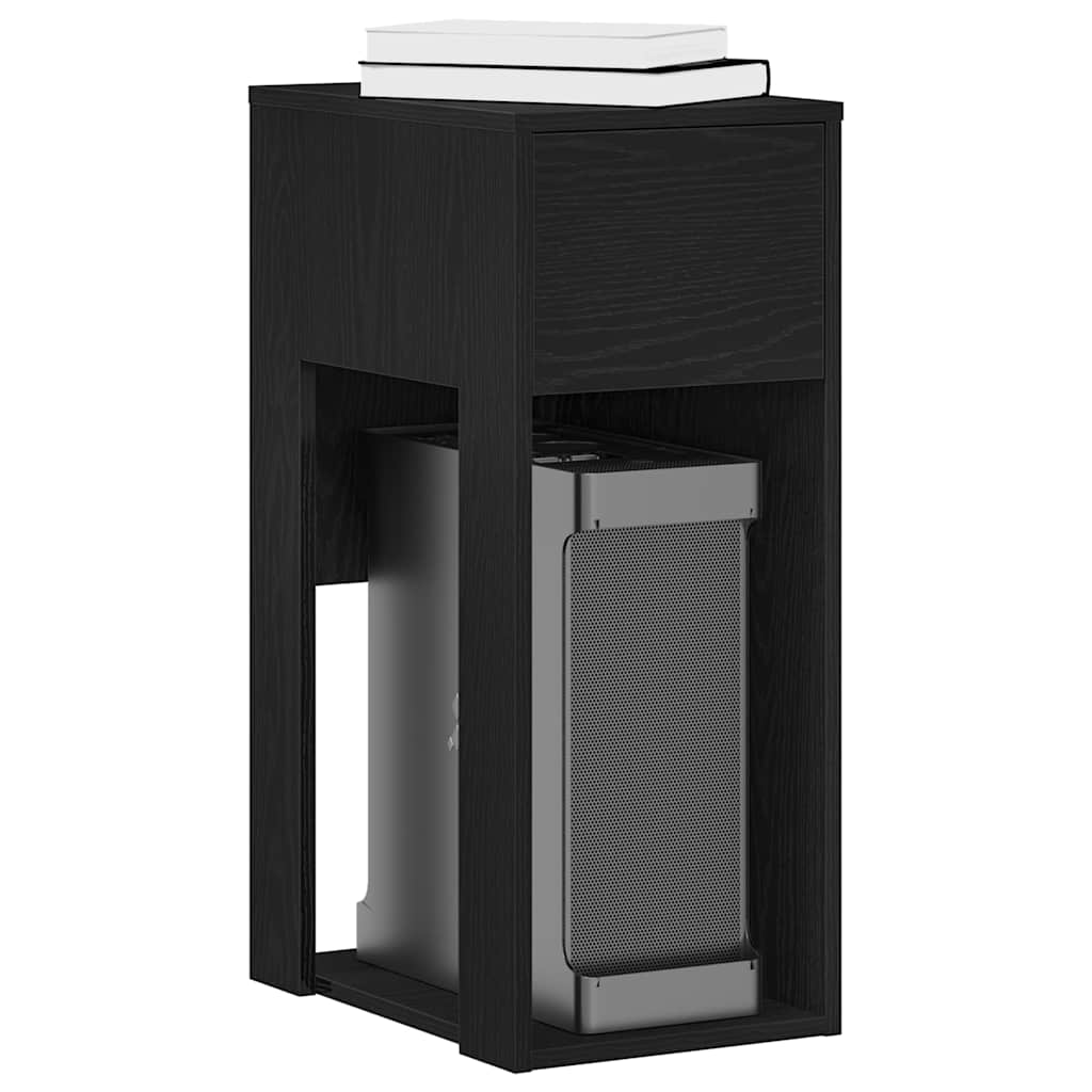 Suporte torre de computador com gaveta 30x44x74 cm preto
