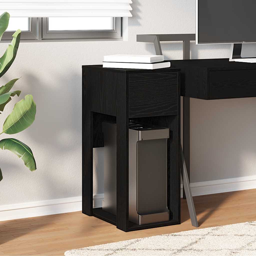 Suporte torre de computador com gaveta 30x44x74 cm preto