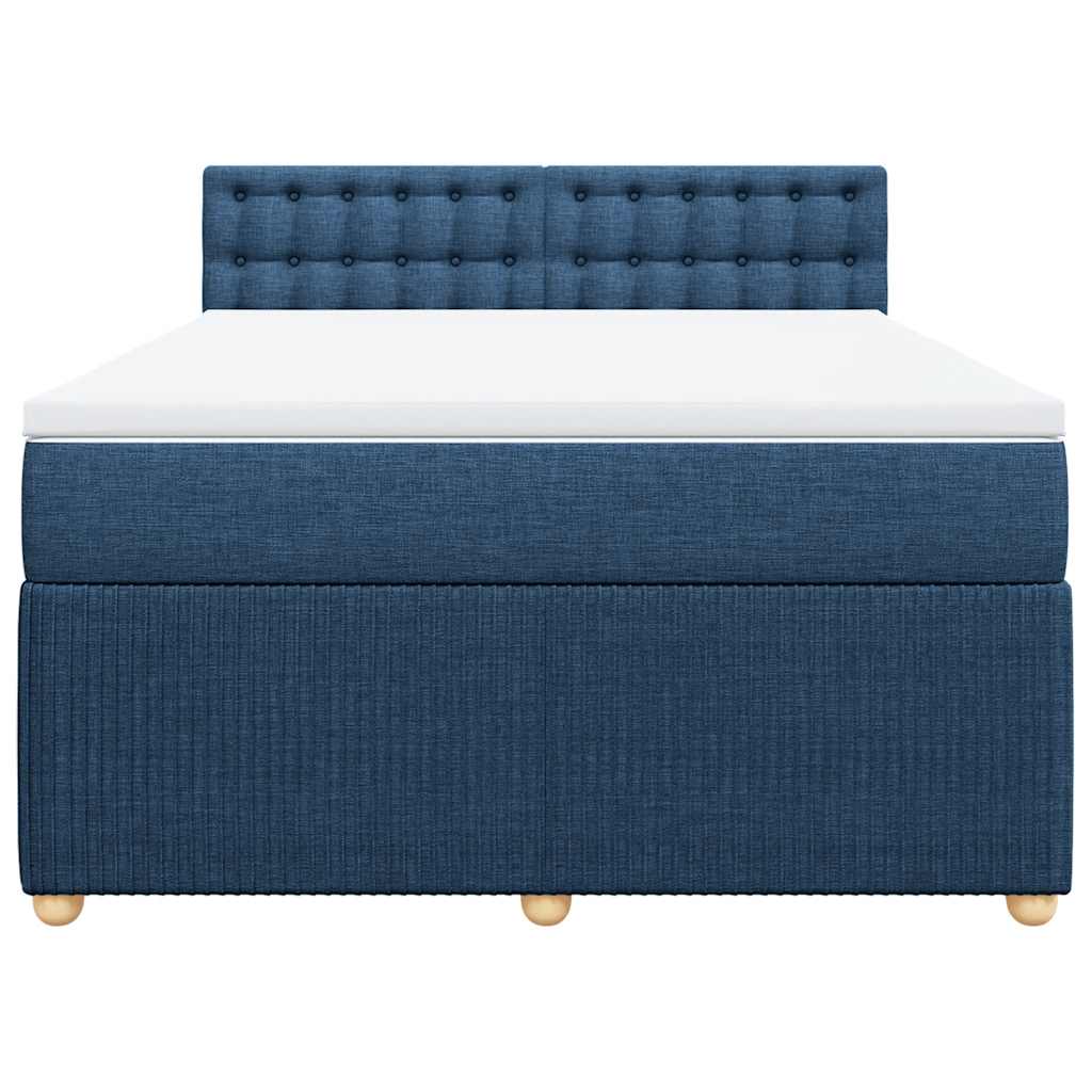 Cama com molas/colchão 140x200 cm tecido azul