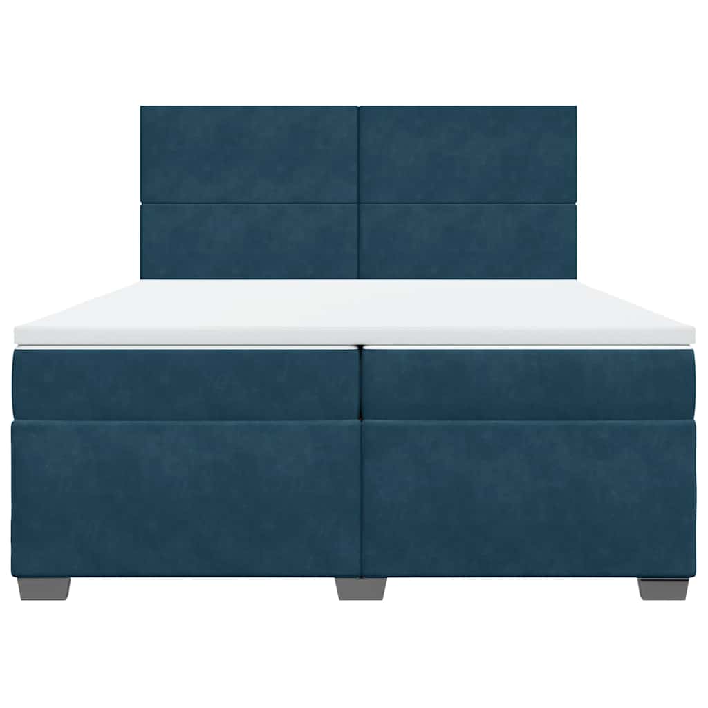 Cama com molas/colchão 200x200 cm veludo azul
